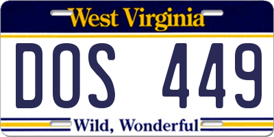 WV license plate DOS449