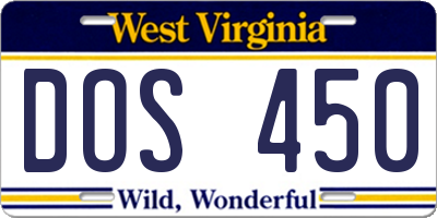 WV license plate DOS450
