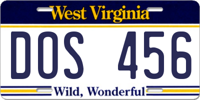 WV license plate DOS456