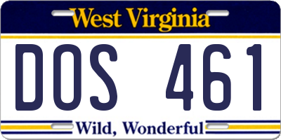WV license plate DOS461