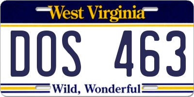 WV license plate DOS463
