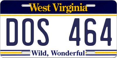 WV license plate DOS464