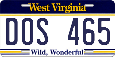 WV license plate DOS465
