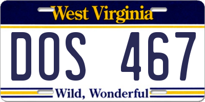 WV license plate DOS467