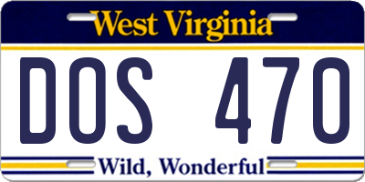 WV license plate DOS470