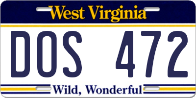 WV license plate DOS472