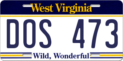 WV license plate DOS473