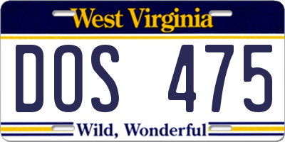WV license plate DOS475