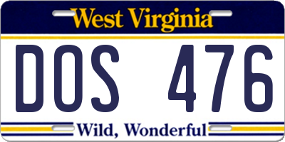 WV license plate DOS476