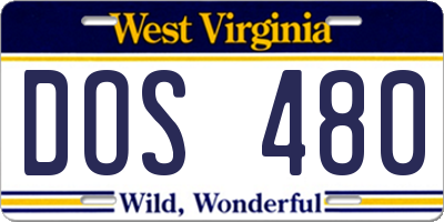 WV license plate DOS480