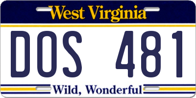 WV license plate DOS481