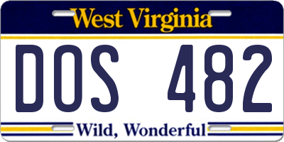 WV license plate DOS482