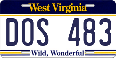 WV license plate DOS483
