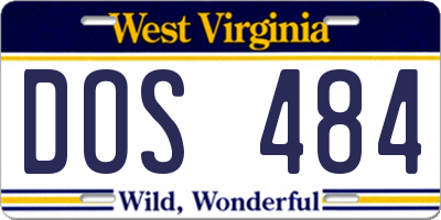 WV license plate DOS484