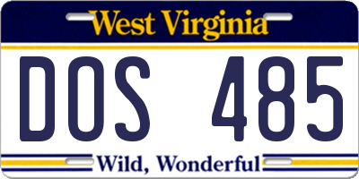 WV license plate DOS485