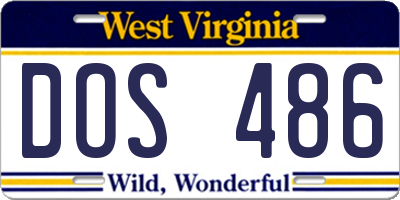 WV license plate DOS486