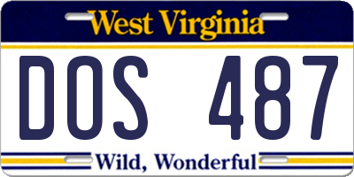 WV license plate DOS487