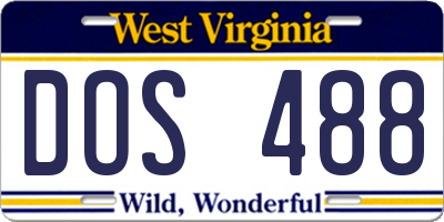 WV license plate DOS488