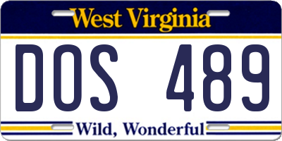 WV license plate DOS489