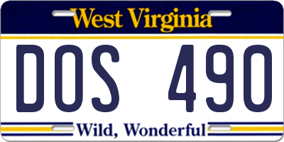 WV license plate DOS490