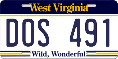 WV license plate DOS491