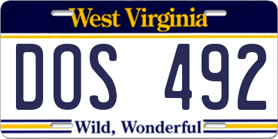 WV license plate DOS492
