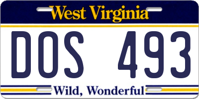WV license plate DOS493