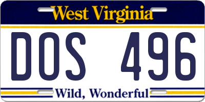 WV license plate DOS496