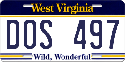 WV license plate DOS497