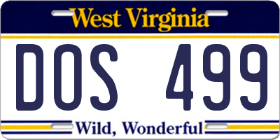 WV license plate DOS499