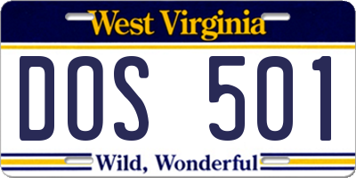 WV license plate DOS501