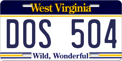 WV license plate DOS504