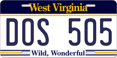 WV license plate DOS505