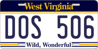 WV license plate DOS506