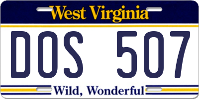 WV license plate DOS507