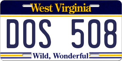 WV license plate DOS508