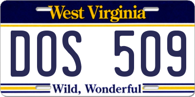 WV license plate DOS509