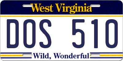 WV license plate DOS510