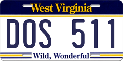 WV license plate DOS511
