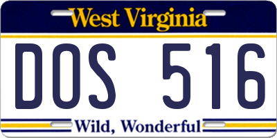 WV license plate DOS516