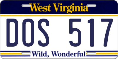 WV license plate DOS517