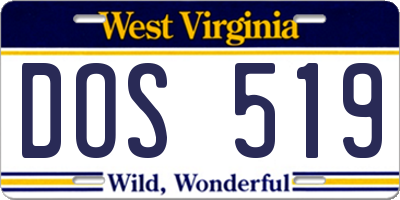 WV license plate DOS519