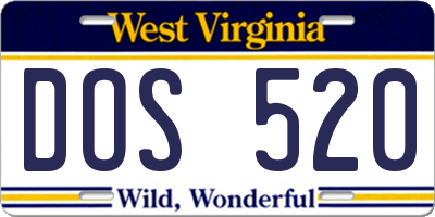 WV license plate DOS520