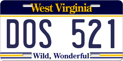 WV license plate DOS521