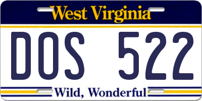 WV license plate DOS522