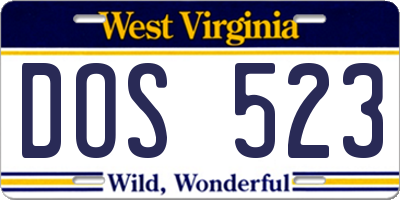 WV license plate DOS523