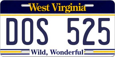WV license plate DOS525