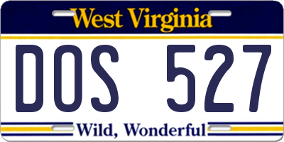 WV license plate DOS527