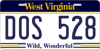 WV license plate DOS528