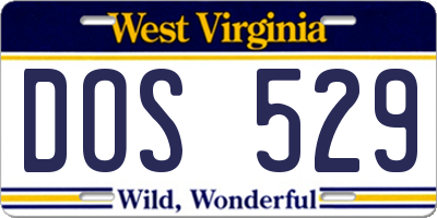 WV license plate DOS529